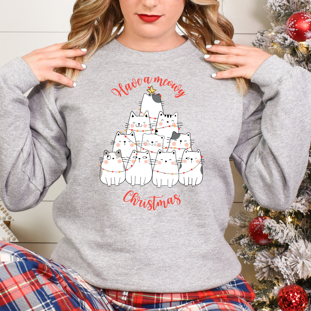 Sweatshirt chats de Noël, Cadeau thème chats, Christmas cat shirt