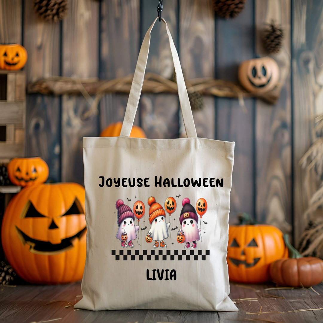 Sac Fourre-Tout Halloween Personnalisé – "Petits Fantômes"