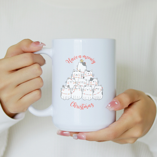 Tasse drôle de chats de Noël, cadeau thème chats de Noël, Funny cat mug, Christmas cat cup