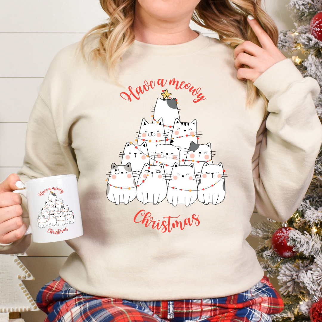 Sweatshirt chats de Noël, Cadeau thème chats, Christmas cat shirt
