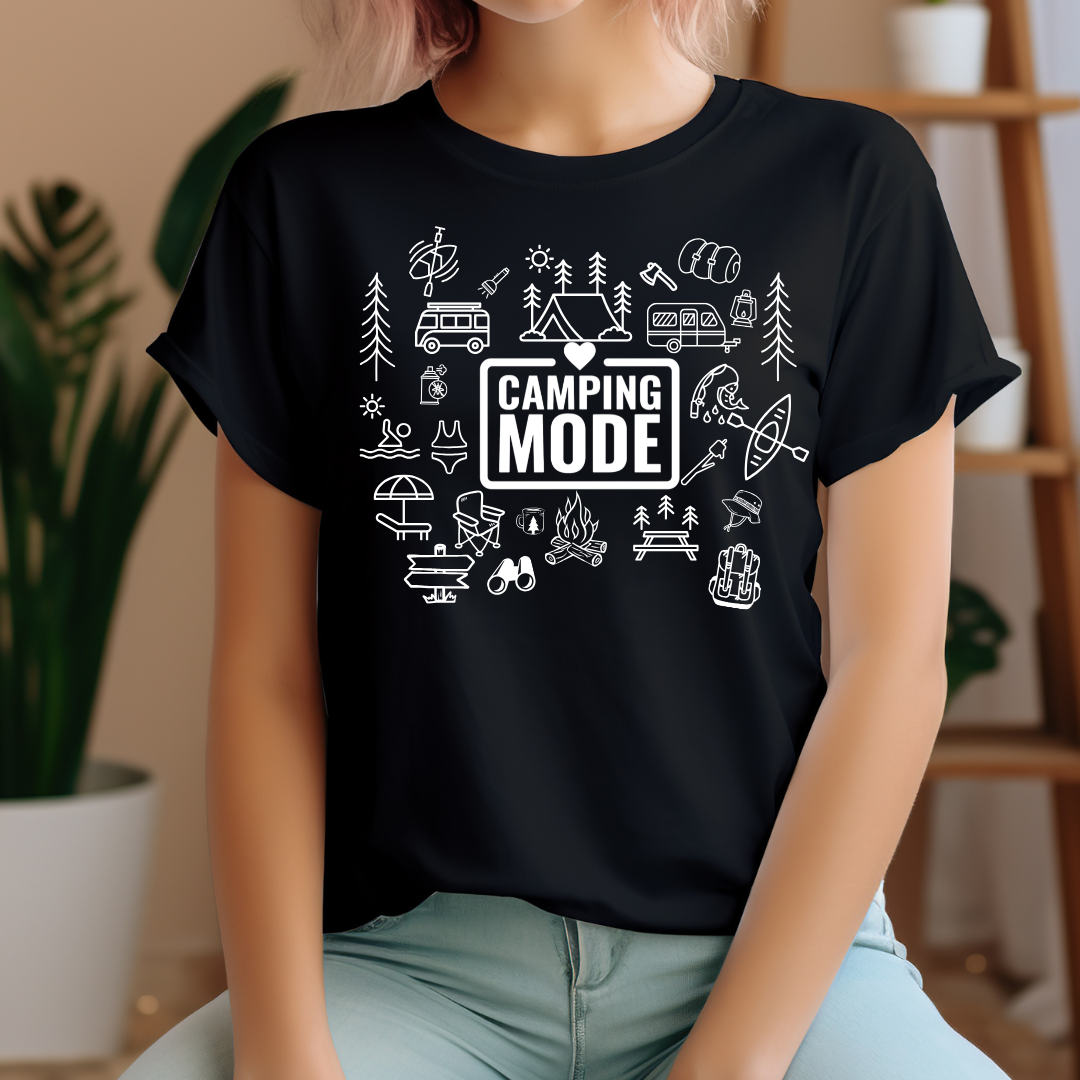 t-shirt pour camping style doodle, cadeau pour campeur