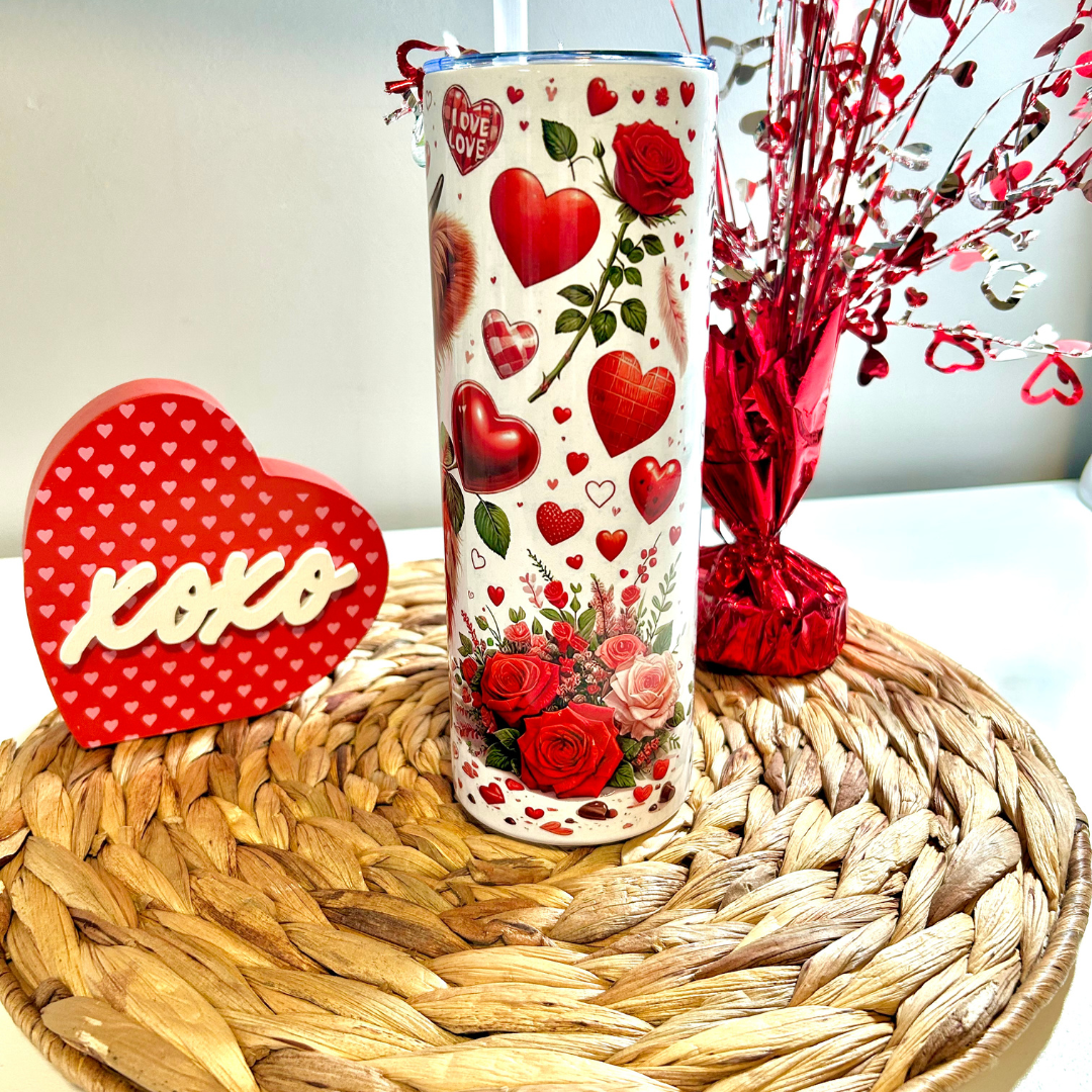 Tumbler St-Valentin avec mignonne vache Highland