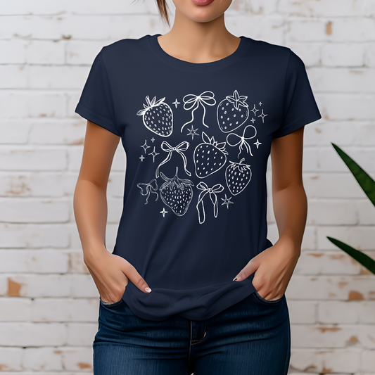 T-shirt fraises coquettes, Chandail fruits d'été