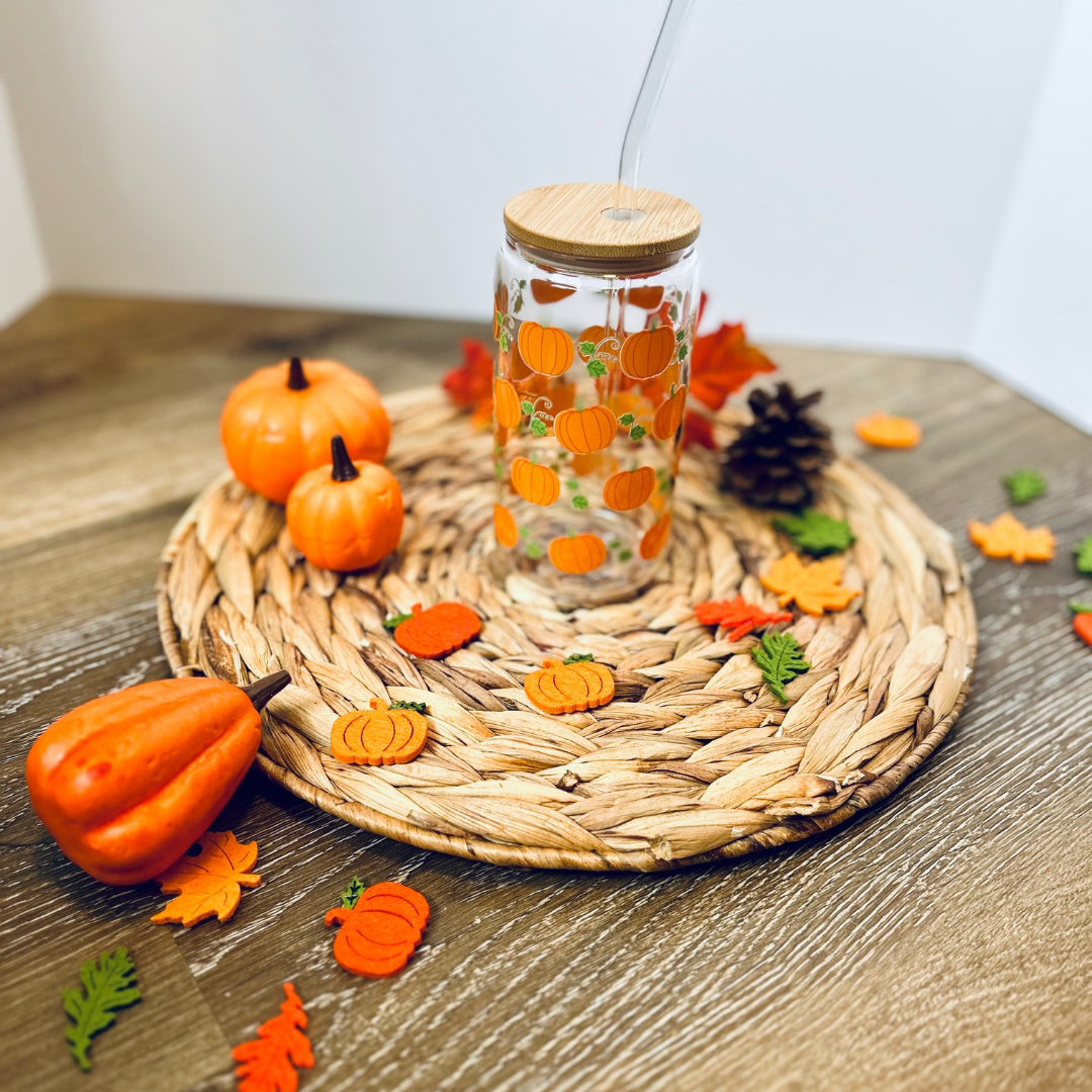 Halloween Pumpkin Iced Coffee Glass, Halloween Libby Cup