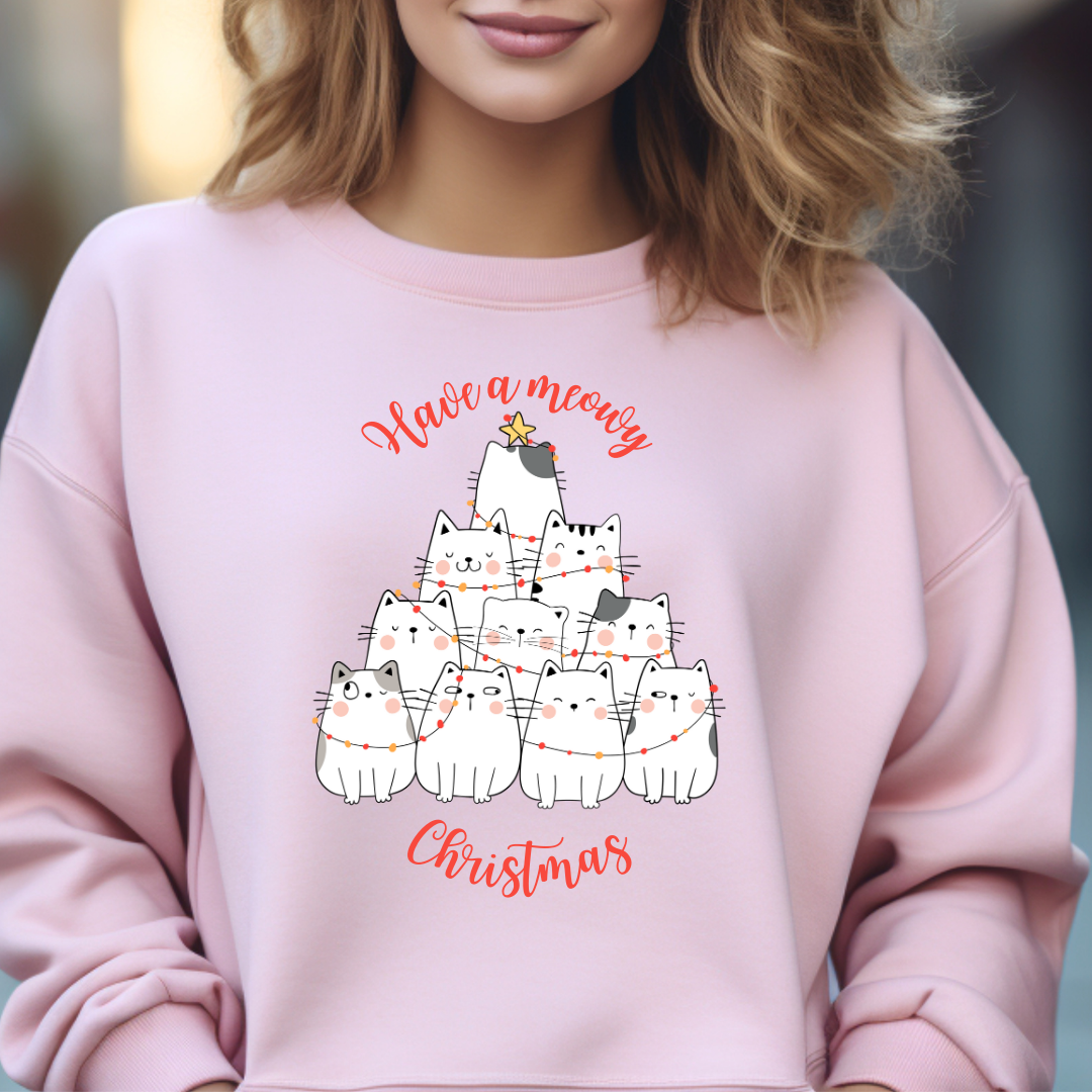 Sweatshirt chats de Noël, Cadeau thème chats, Christmas cat shirt
