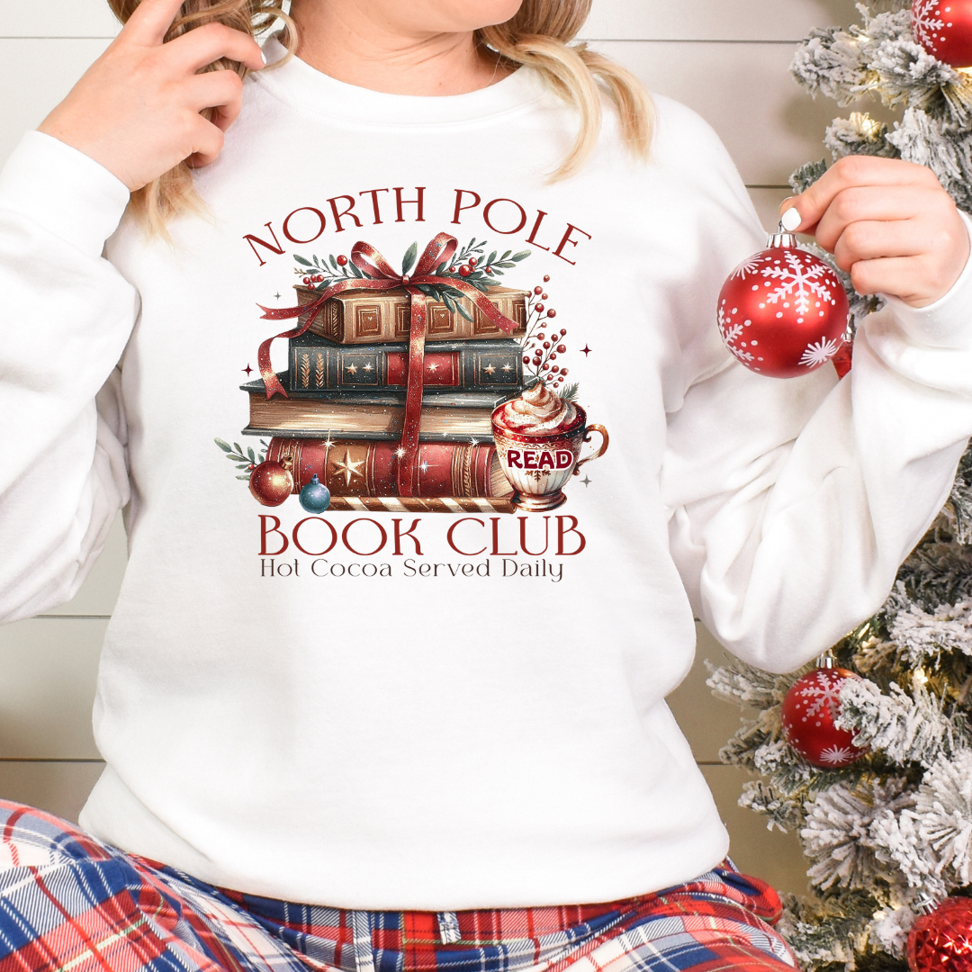 Chandail Club de lecture Noël, Sweatshirt North Pole Christmas book club shirt,