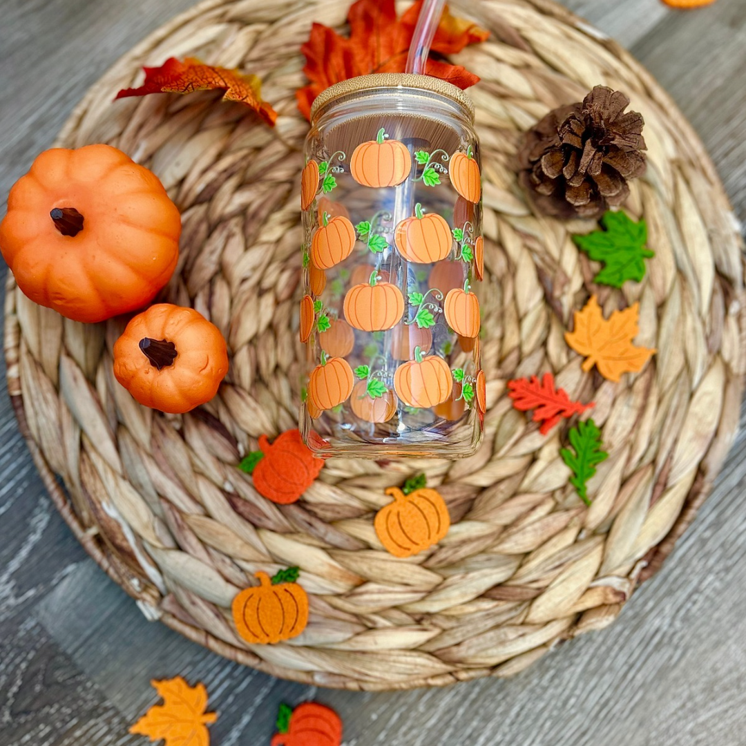 Halloween Pumpkin Iced Coffee Glass, Halloween Libby Cup