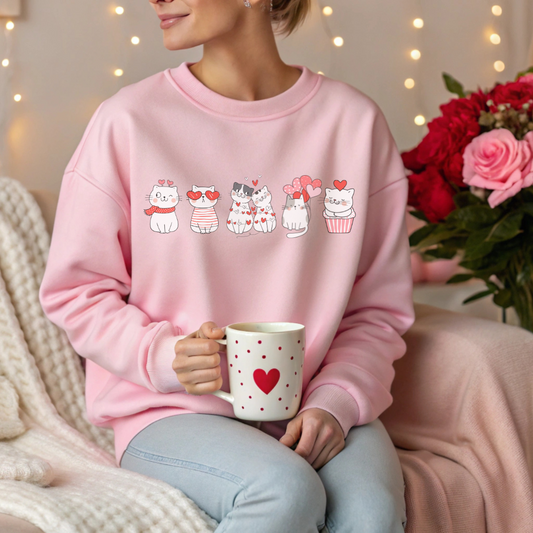Chandail St-Valentin chats mignons, chandail pour amoureux de chats