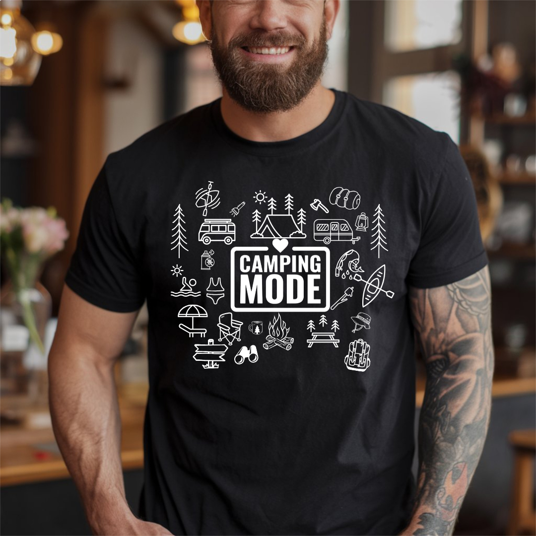 t-shirt pour camping style doodle, cadeau pour campeur