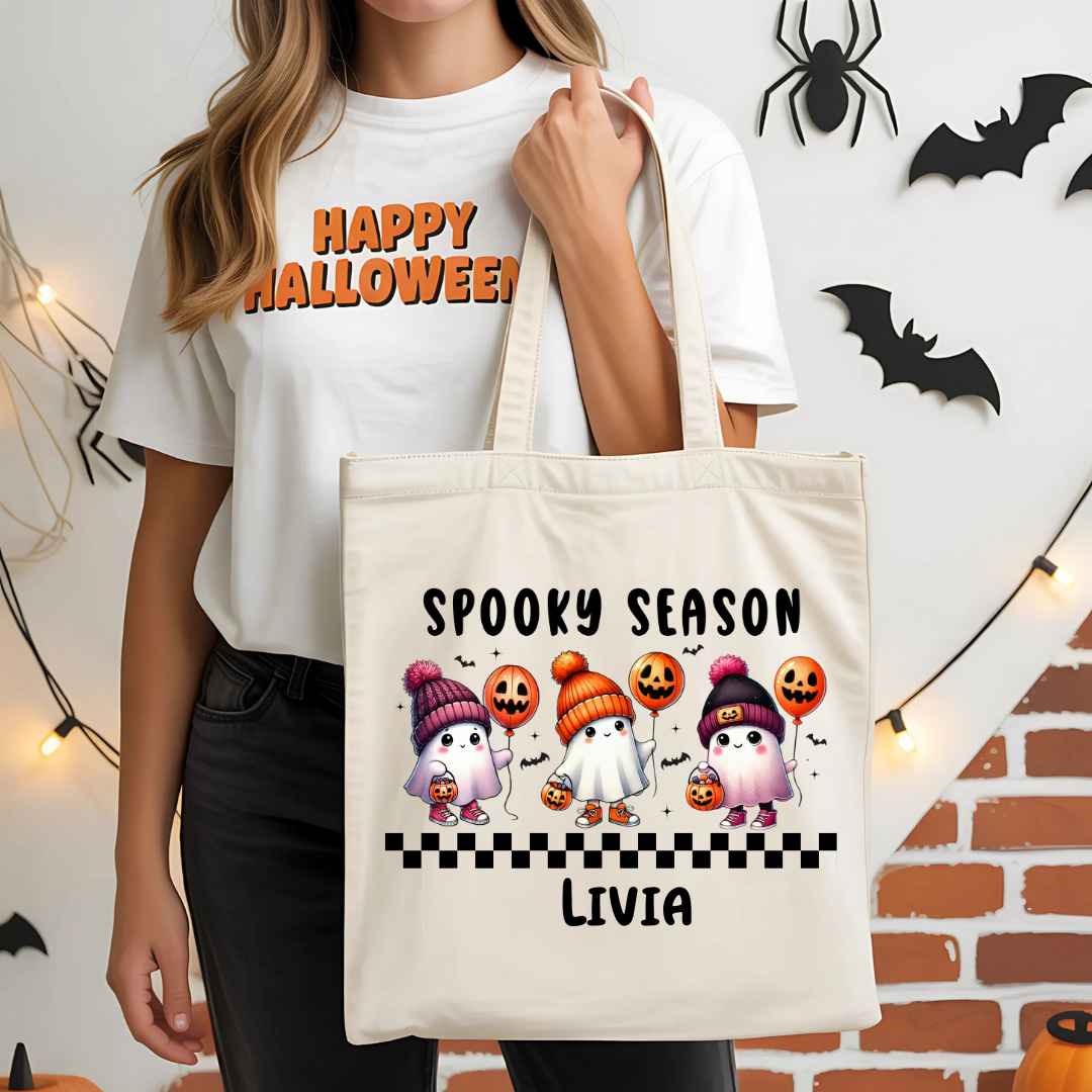 Sac Fourre-Tout Halloween Personnalisé – "Petits Fantômes"