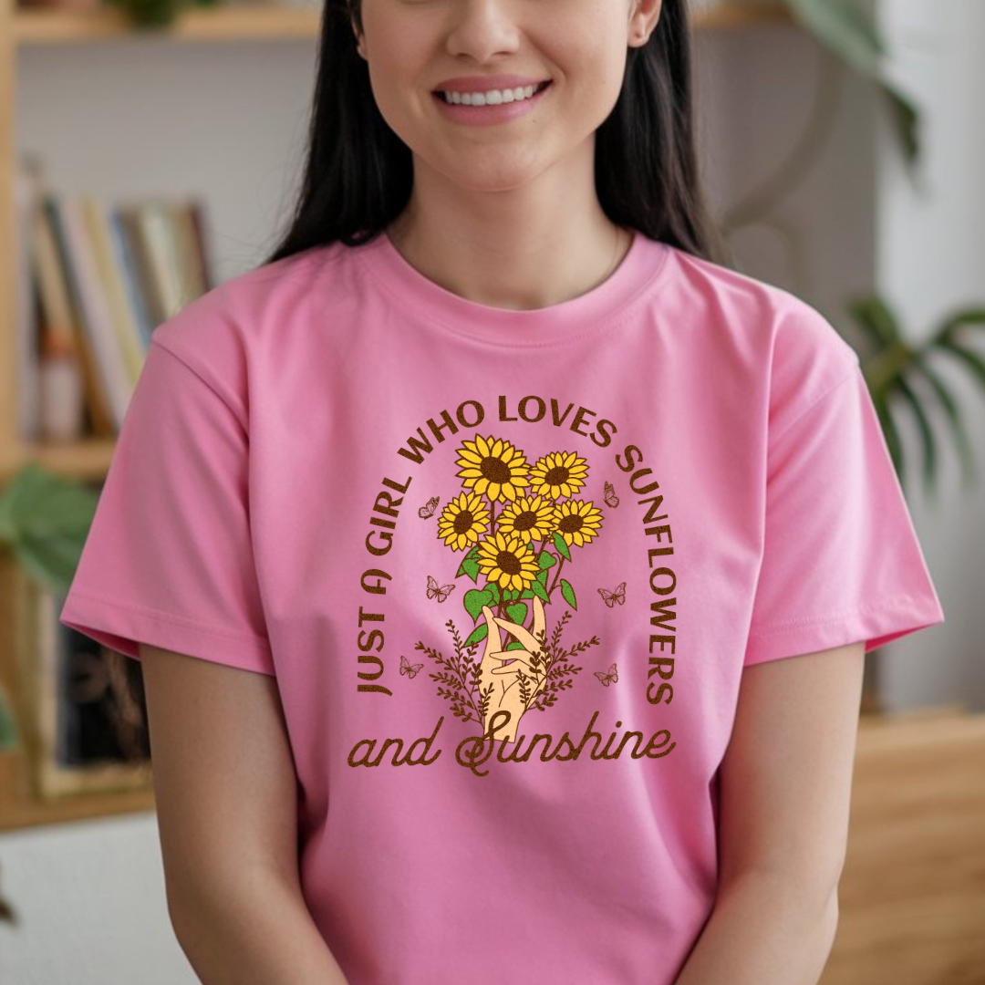 T-shirt fleurs de tournesols et soleil style boho, T-shirt estival floral vintage