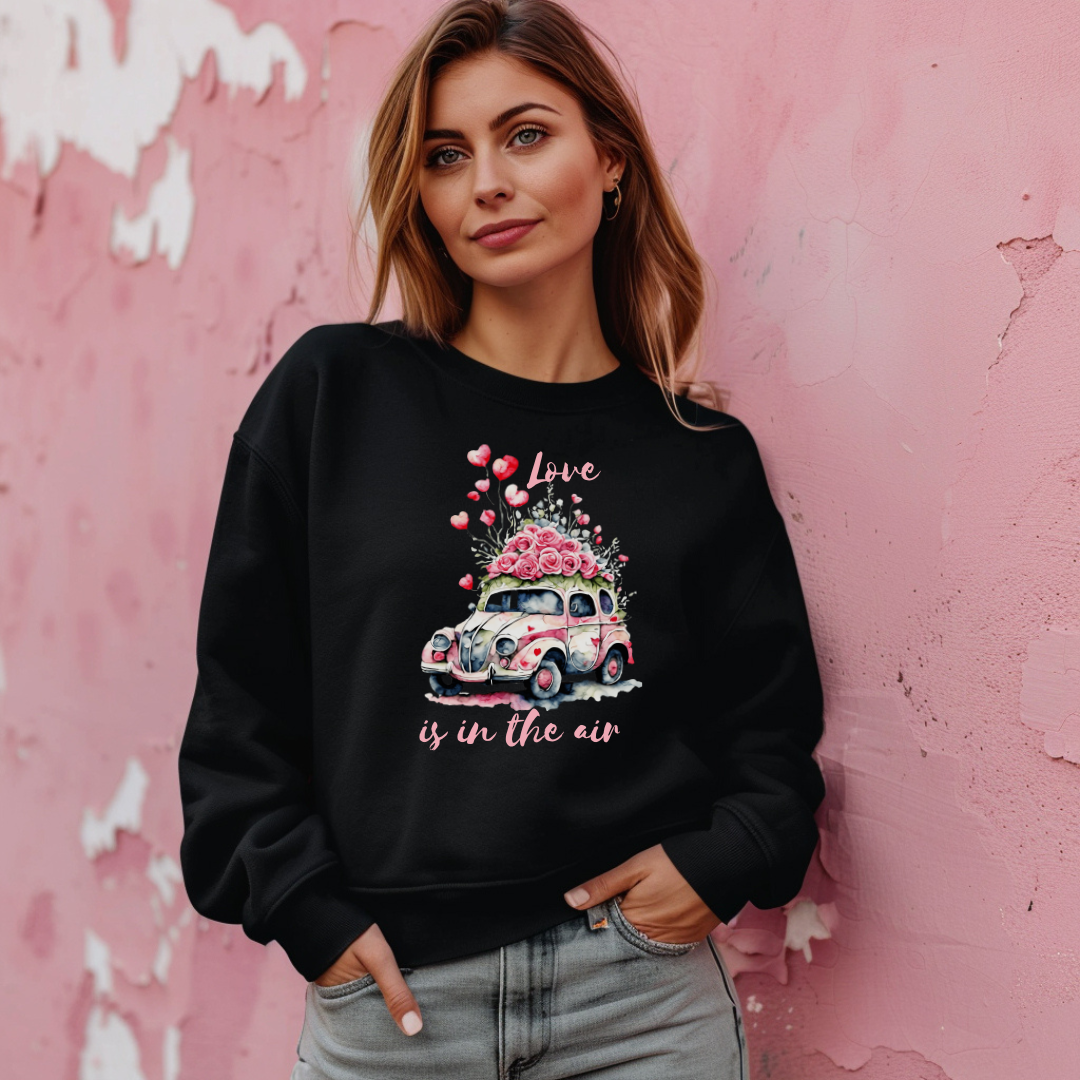Chandail St-Valentin love is in the air, Sweatshirt St-Valentin roses et ballons, cadeau pour elle St-valentin