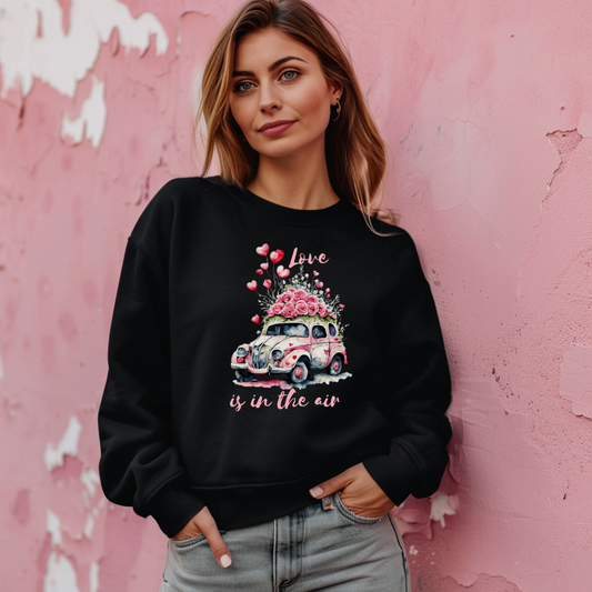 Chandail St-Valentin love is in the air, Sweatshirt St-Valentin roses et ballons, cadeau pour elle St-valentin