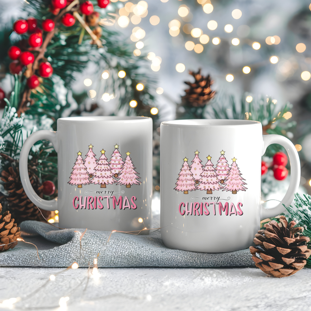 Tasse sapins Noël Roses,Cadeau thème Noël, Tasse sapin Noël, Tasse pour chocolat chaud