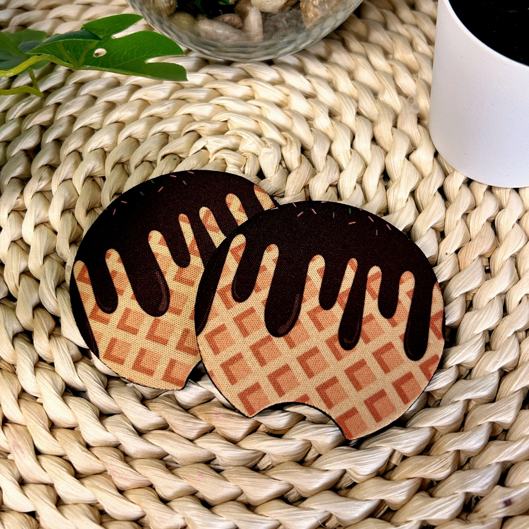 Duo de Sous-verres pour voiture - Motif Crème Glacée Chocolat
