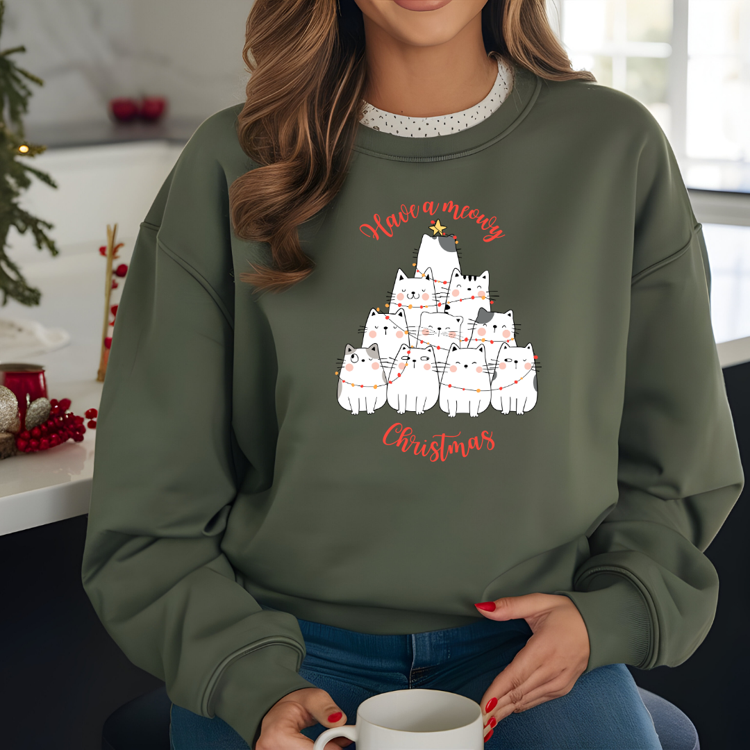 Sweatshirt chats de Noël, Cadeau thème chats, Christmas cat shirt