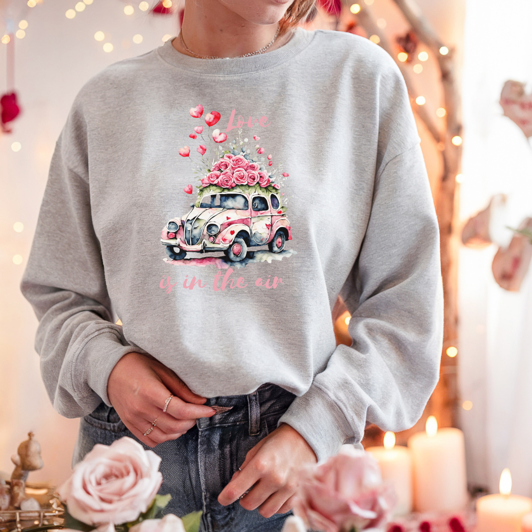 Chandail St-Valentin love is in the air, Sweatshirt St-Valentin roses et ballons, cadeau pour elle St-valentin