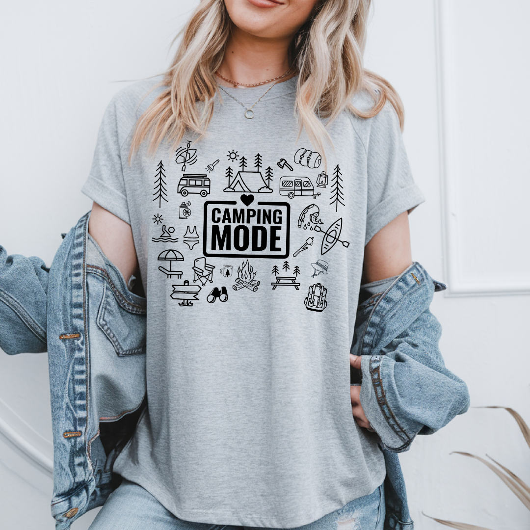 t-shirt pour camping style doodle, cadeau pour campeur