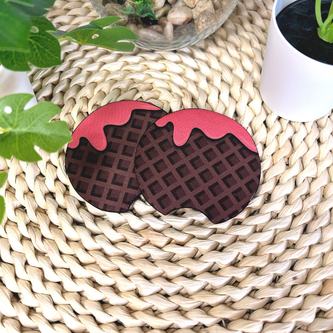 Duo de Sous-verres pour voiture - Motif Crème Glacée Fraise