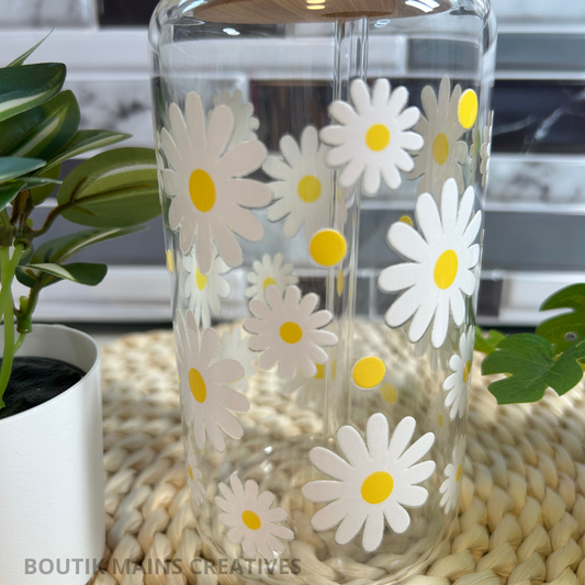 Verre à café glacé Fleurs marguerites, Tasse Floral, Cadeau pour amoureux des marguerites