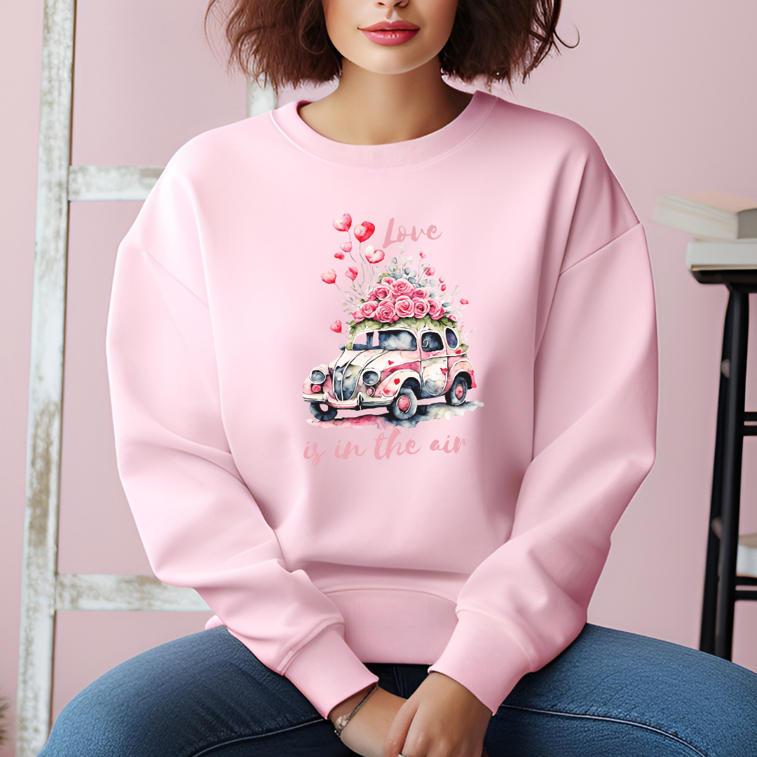 Chandail St-Valentin love is in the air, Sweatshirt St-Valentin roses et ballons, cadeau pour elle St-valentin