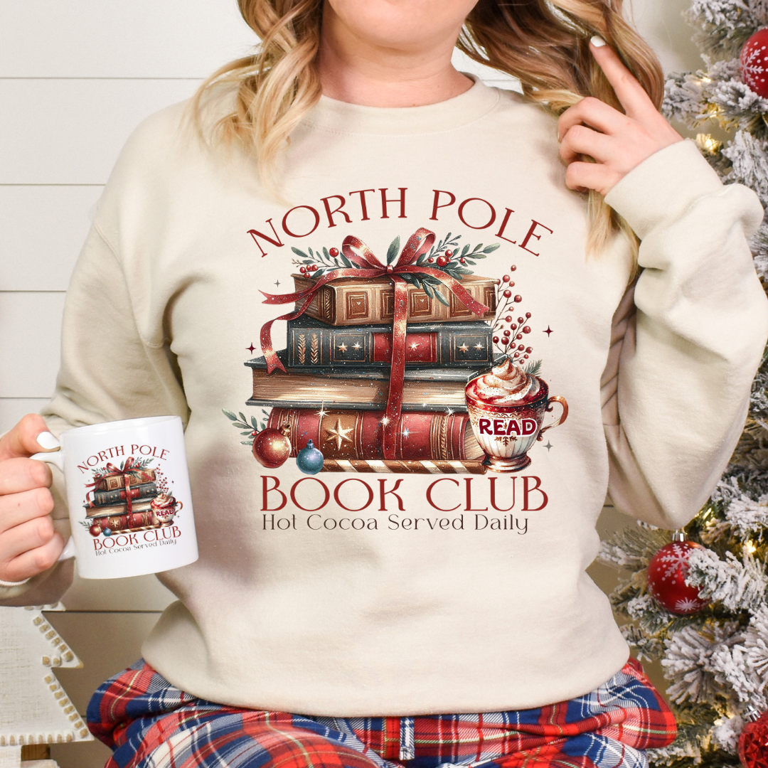 Chandail Club de lecture Noël, Sweatshirt North Pole Christmas book club shirt,