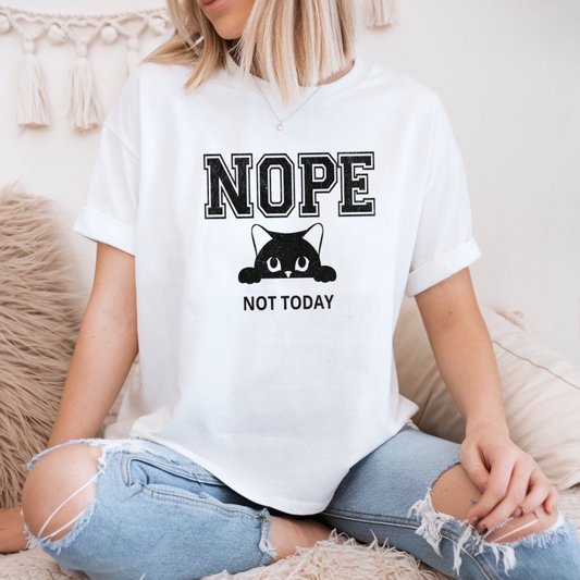 T-shirt Drôle & Sarcastique style universitaire grunge, Nope Not Today Version anglaise