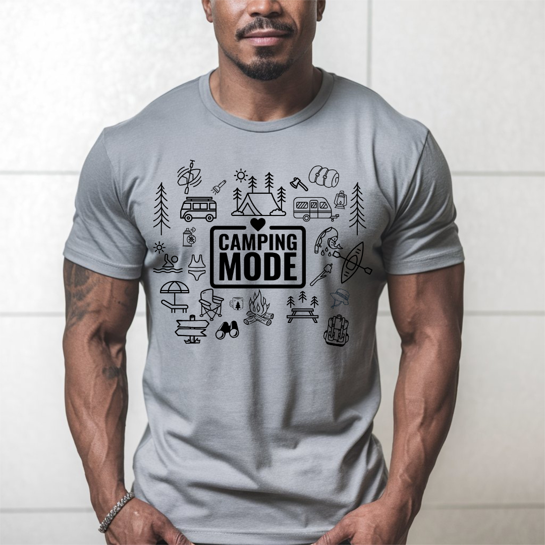 t-shirt pour camping style doodle, cadeau pour campeur