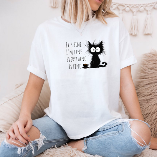 chandail drôle de chat noir à citation sarcastique, T-shirt humoristique