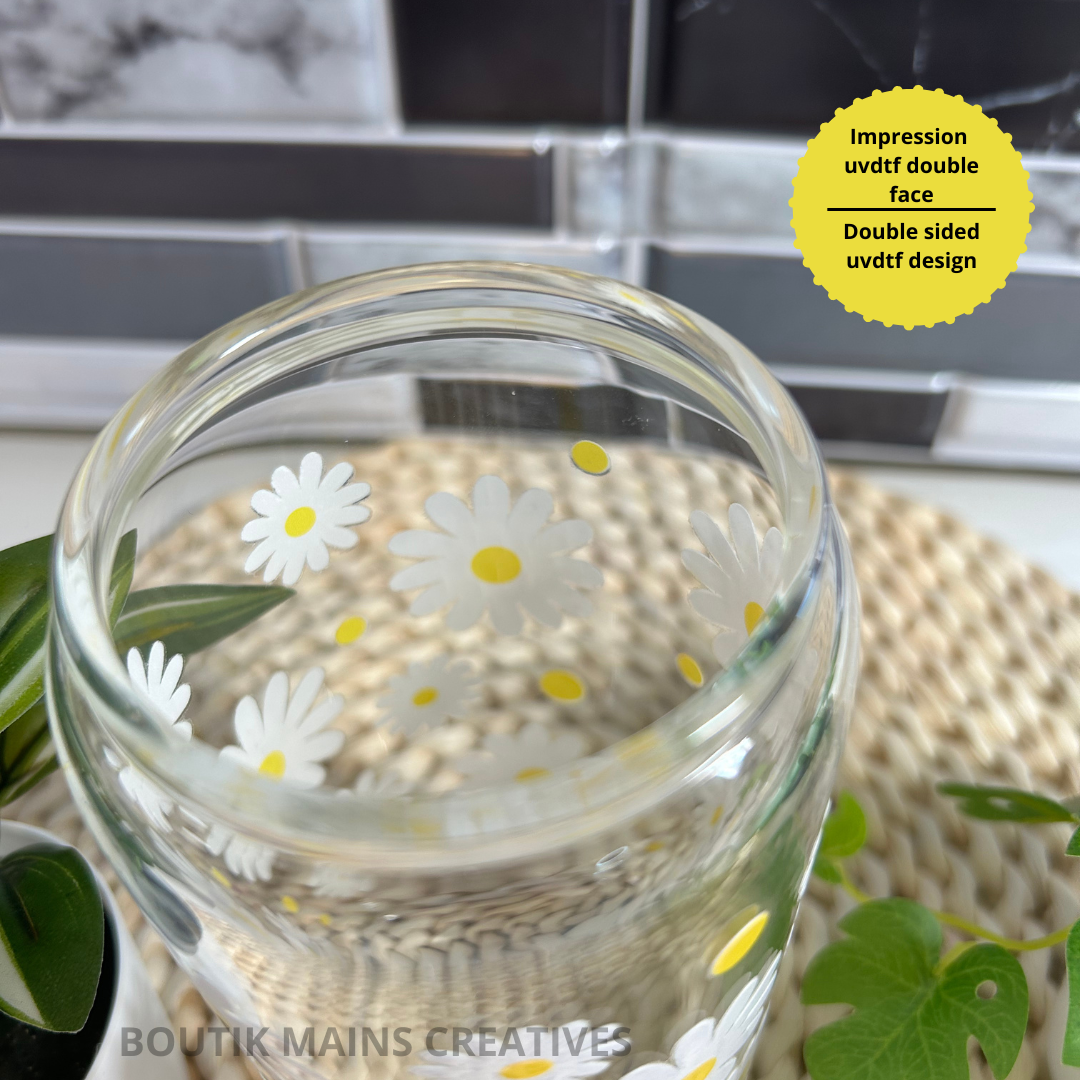 Verre à café glacé Fleurs marguerites, Tasse Floral, Cadeau pour amoureux des marguerites