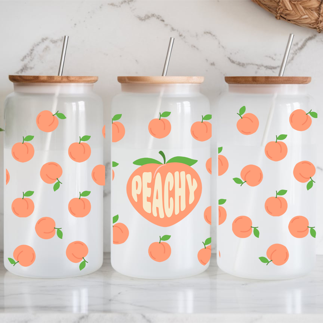 Verre à café glacé avec fruits, Cadeau pour amoureux des pêches