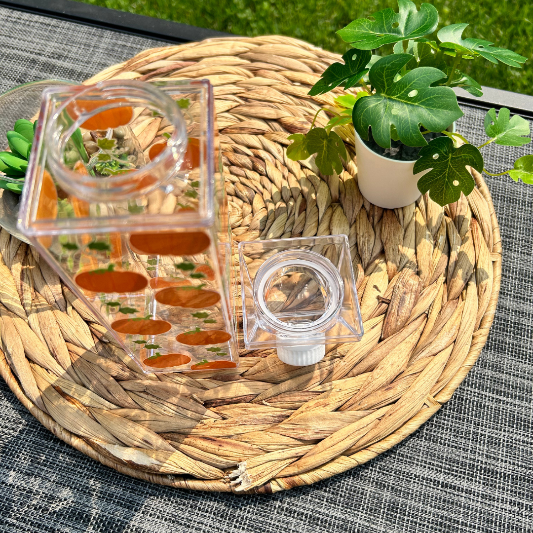 Ensemble Verre à café et Bouteille style carton lait avec design citrouille d'halloween