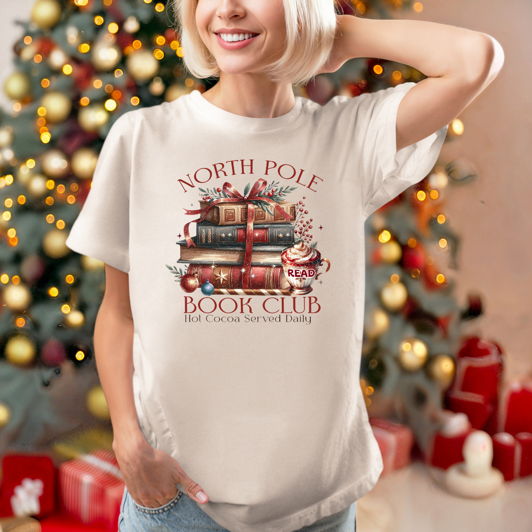 Chandail Club de lecture de Noël, North Pole Christmas book club shirt