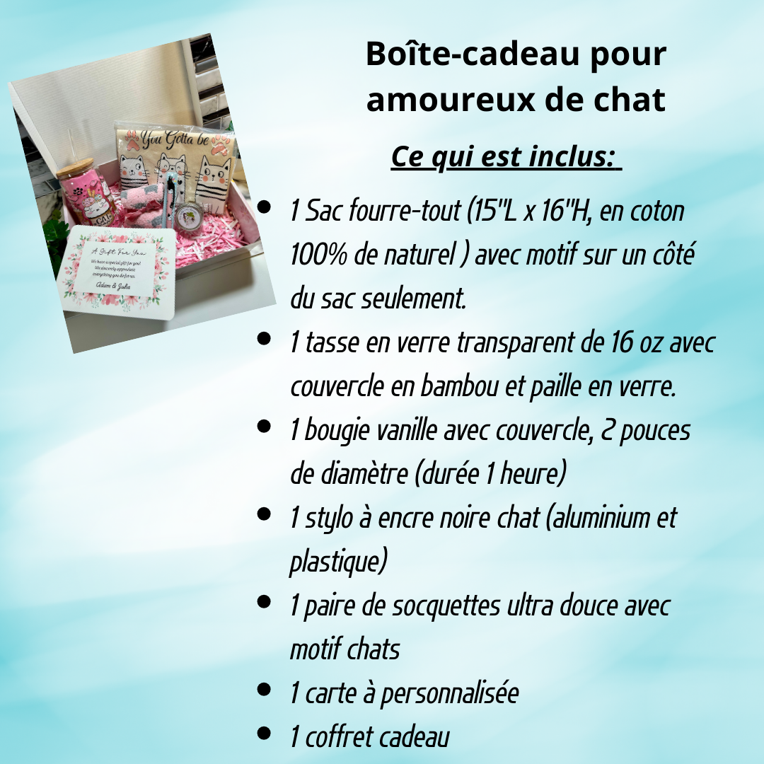 Coffret cadeau pour amoureux des chats, cadeau thème chat, cat mom gift box,