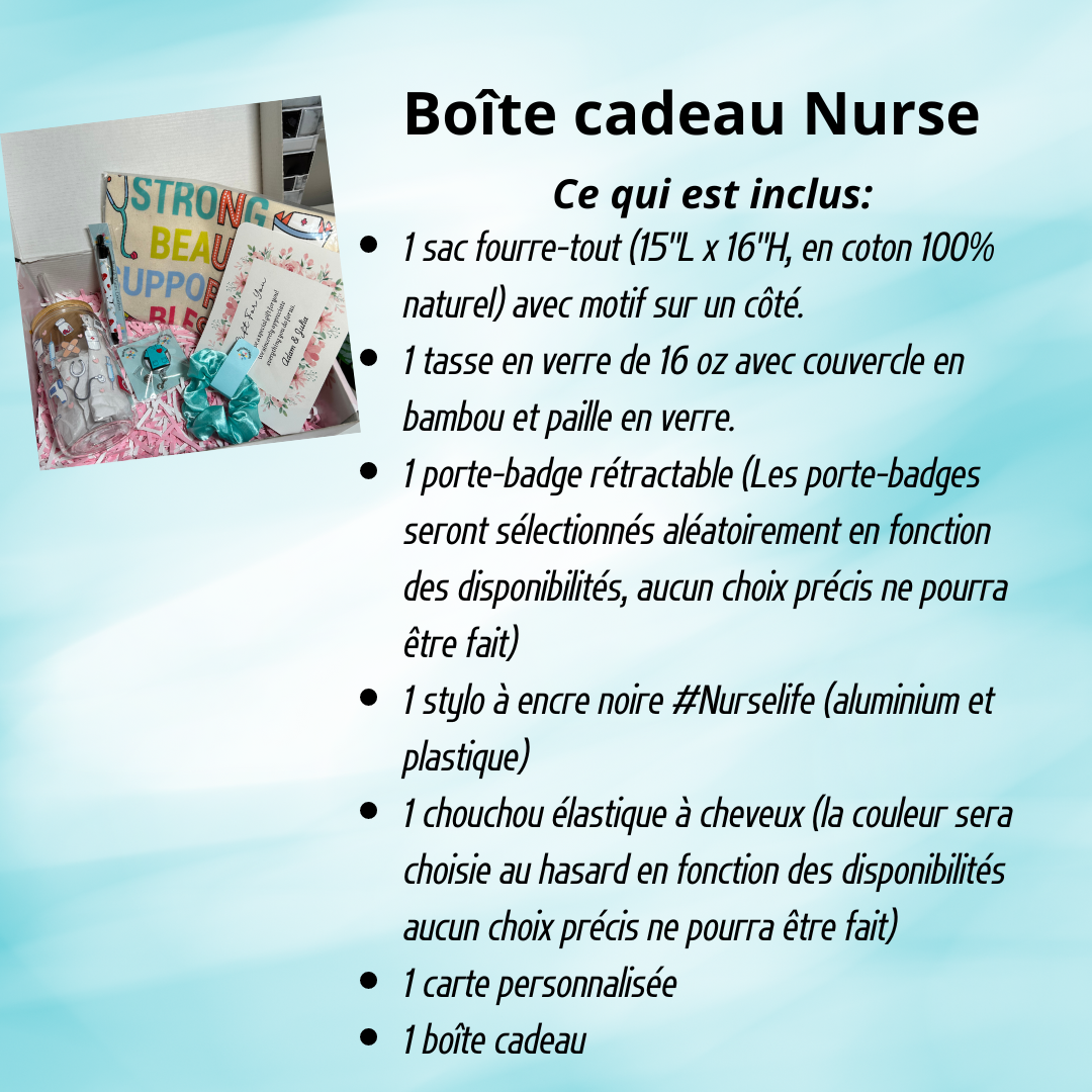 Coffret cadeau pour infirmière ou nouvelle diplômée, panier remerciement infirmière, cadeau étudiante infirmière