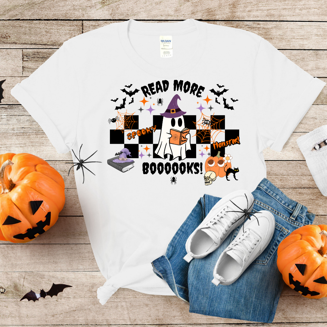 T-shirt fantôme halloween de lecture style rétro