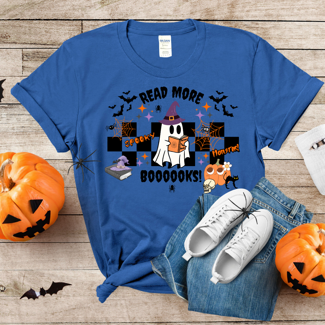 T-shirt fantôme halloween de lecture style rétro