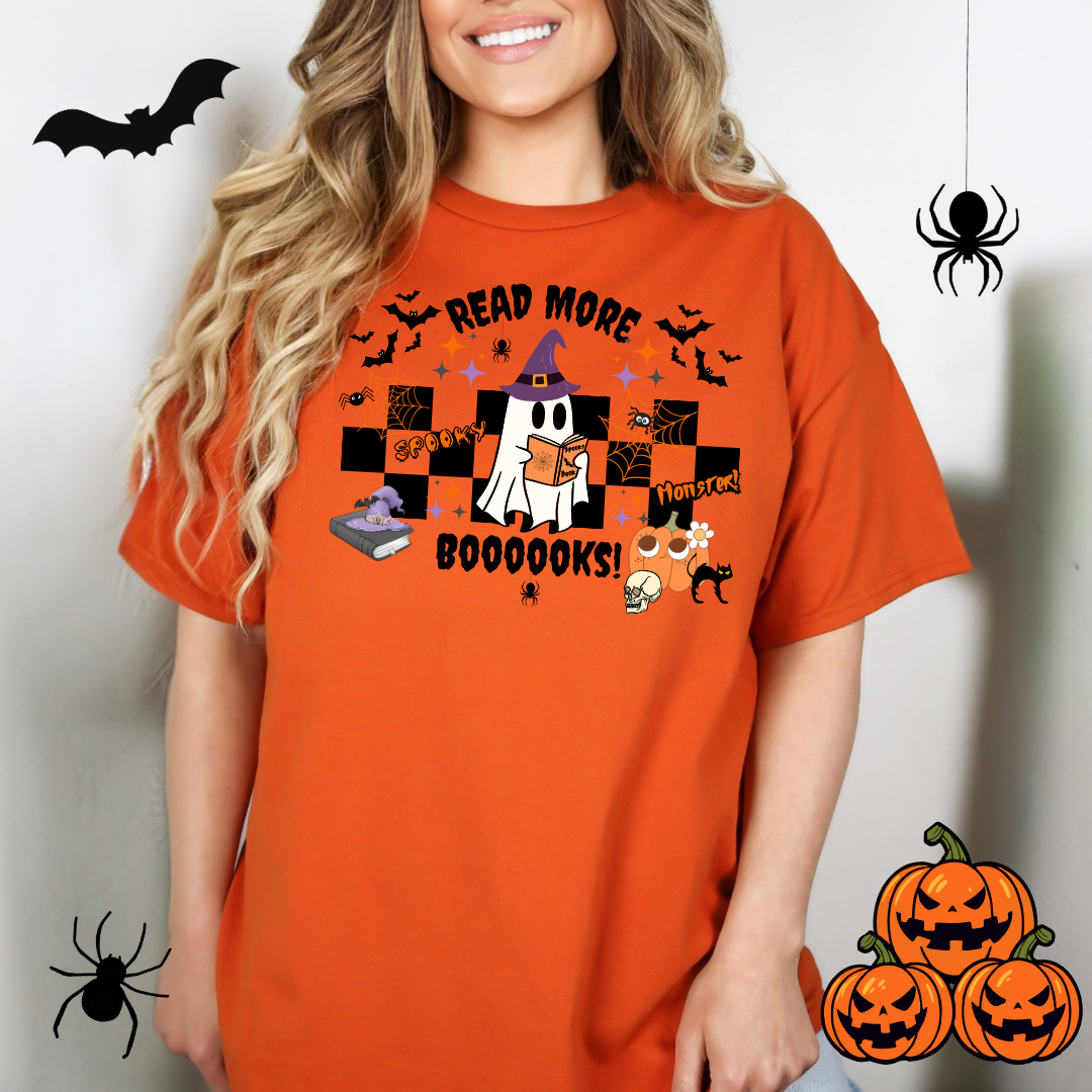 T-shirt fantôme halloween de lecture style rétro