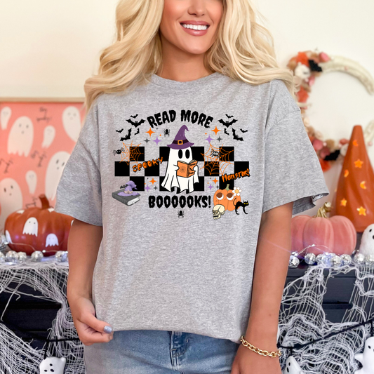 T-shirt fantôme halloween de lecture style rétro