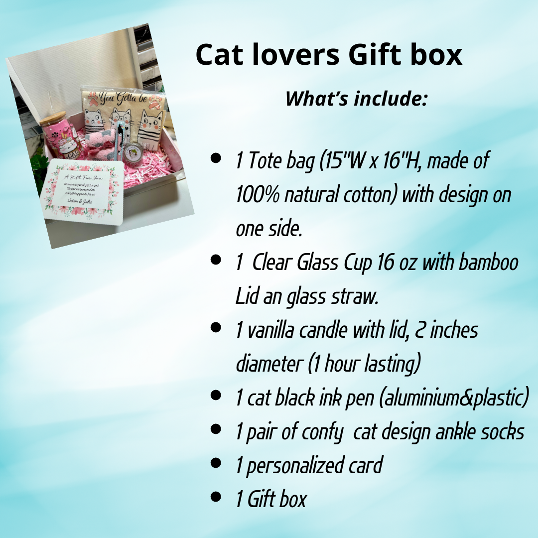 Coffret cadeau pour amoureux des chats, cadeau thème chat, cat mom gift box,