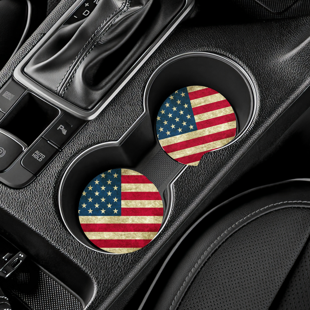 Sous-verres pour auto Drapeau Américain, Cowgirl, Papillons, Accessoires pour auto