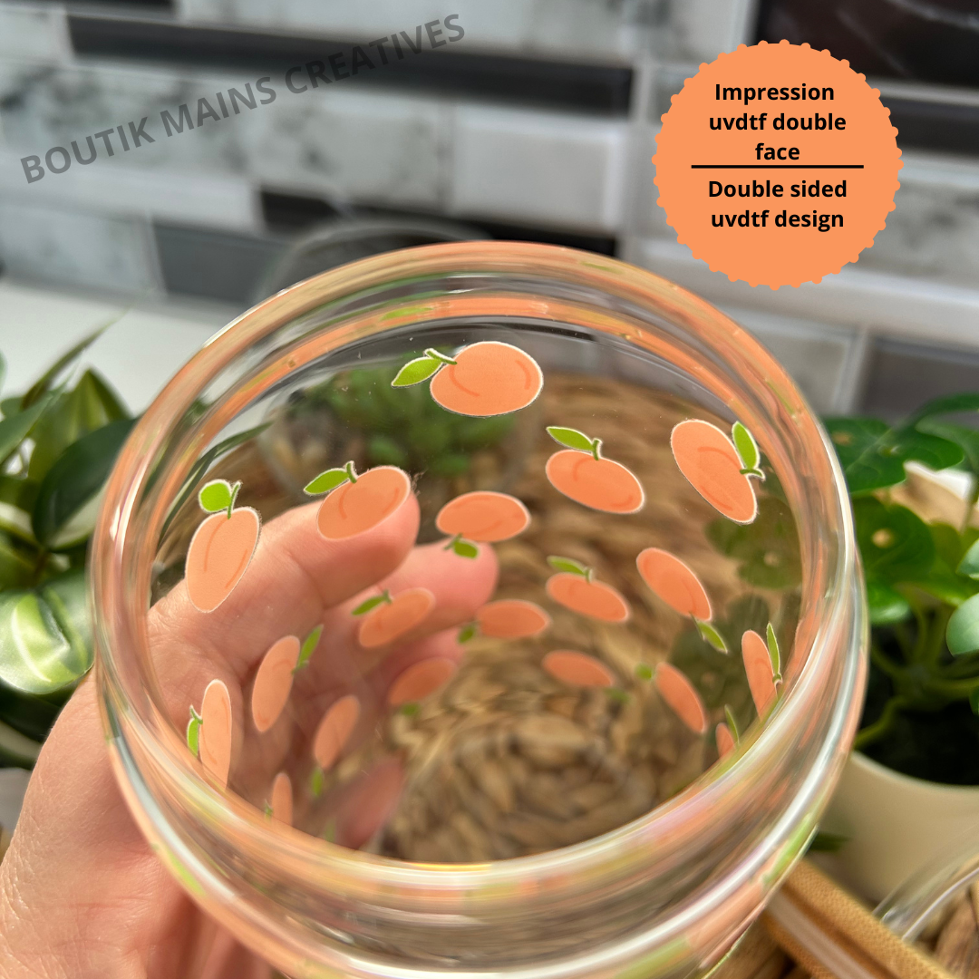 Verre à café glacé avec fruits, Cadeau pour amoureux des pêches