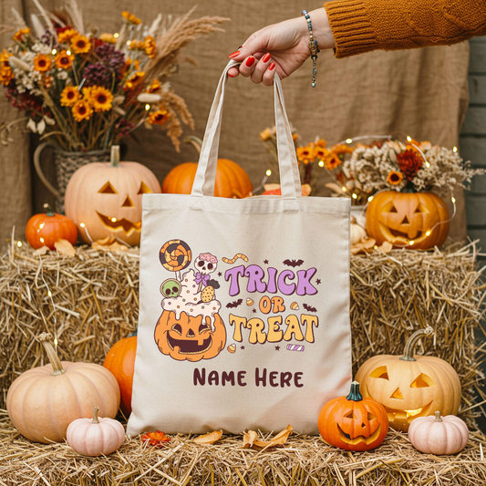 Sac Fourre-Tout d'halloween Trick or Treat personnalisable