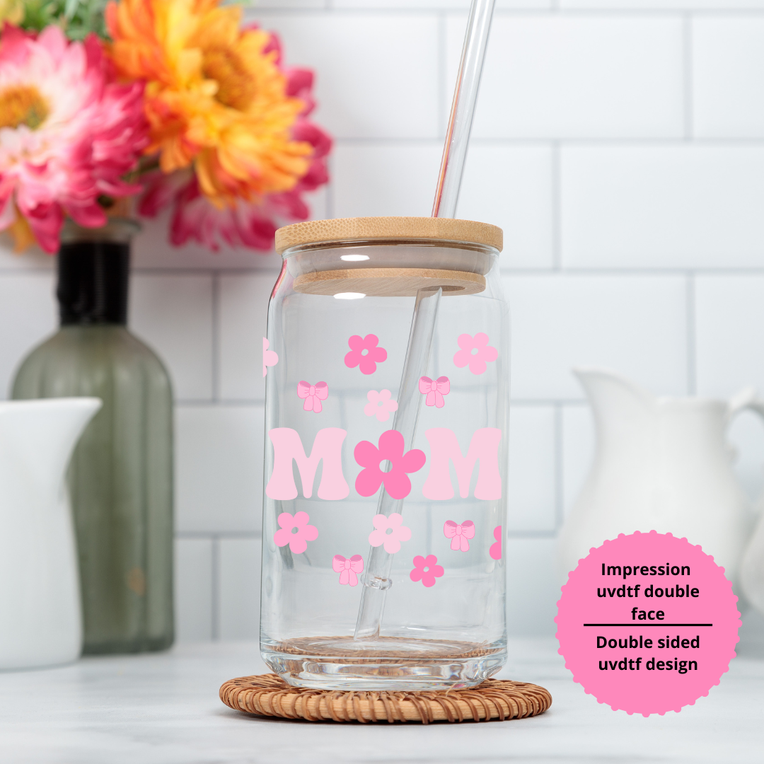 Verre à café glacé floral coquette, Cadeau pour Maman
