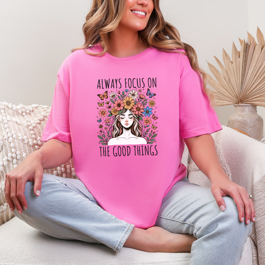 T-shirt style Boho Floral avec papillons- t-shirt Design fleurs sauvages-T-shirt santé mentale
