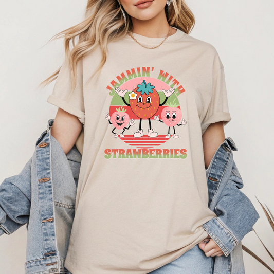 T-shirt fraises style Groovy et drôle, Cadeau pour amoureux de fraises, T-shirt D'été