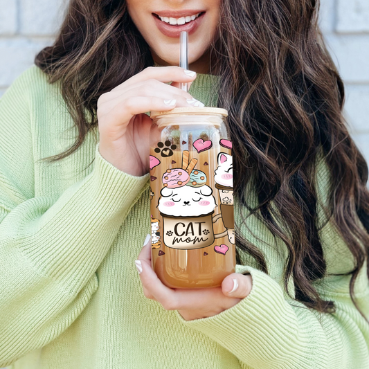 Verre à café glacé  pour Maman de chats, Cadeau pour amoureux des chats