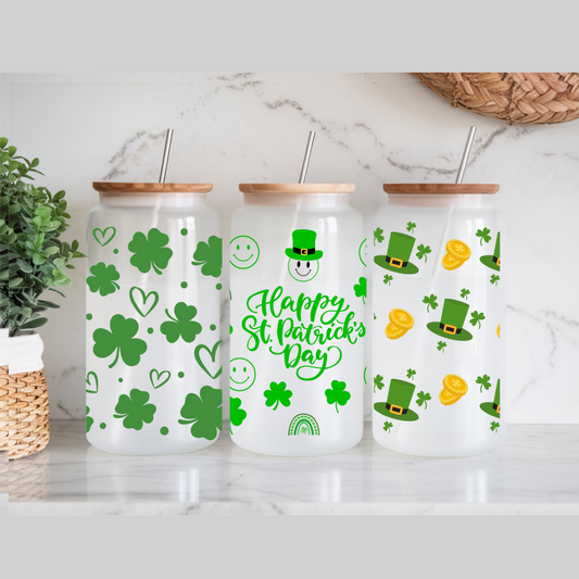 Verre à Café style Libbey 16 oz pour la St-Patrick,libbey can St-Patricks day glass can