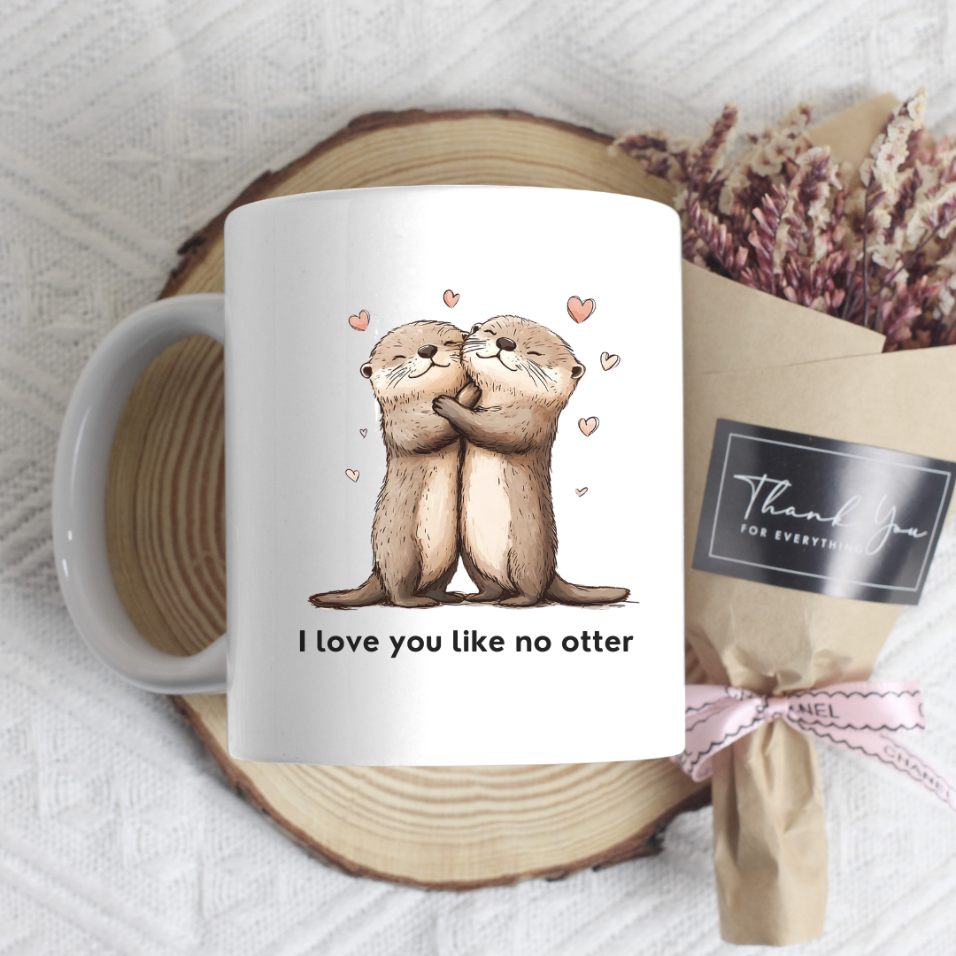 Mug amour avec illustration de loutres mignonnes et texte humoristique romantique