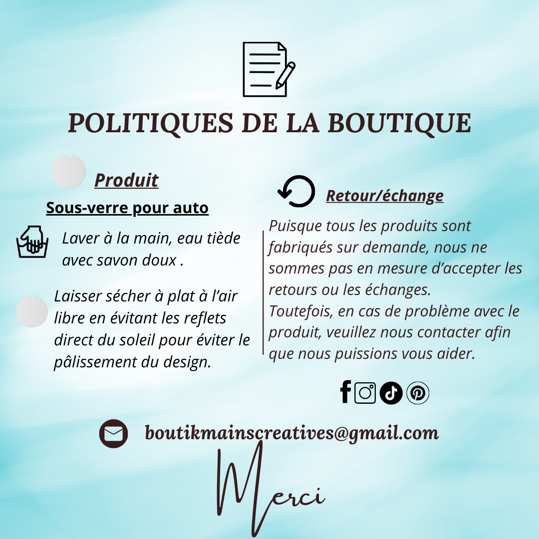 Fiche explicative retout/échange et entretien des sous-verre auto